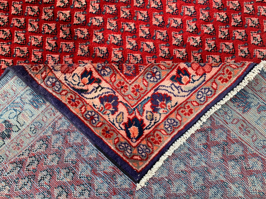 350 x 142 cm handgeknoopt Perzisch wollen tapijt - Rood all-over bloemen- en geometrisch patroon - KBHM-898