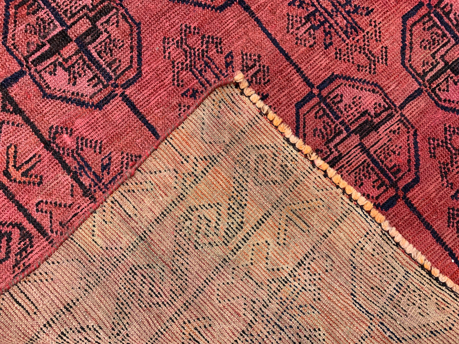 9'3 x 4'4 Hand-Knotted Persian Wool Rug - Muted Coral Geometric Tribal Design - KBHM-899