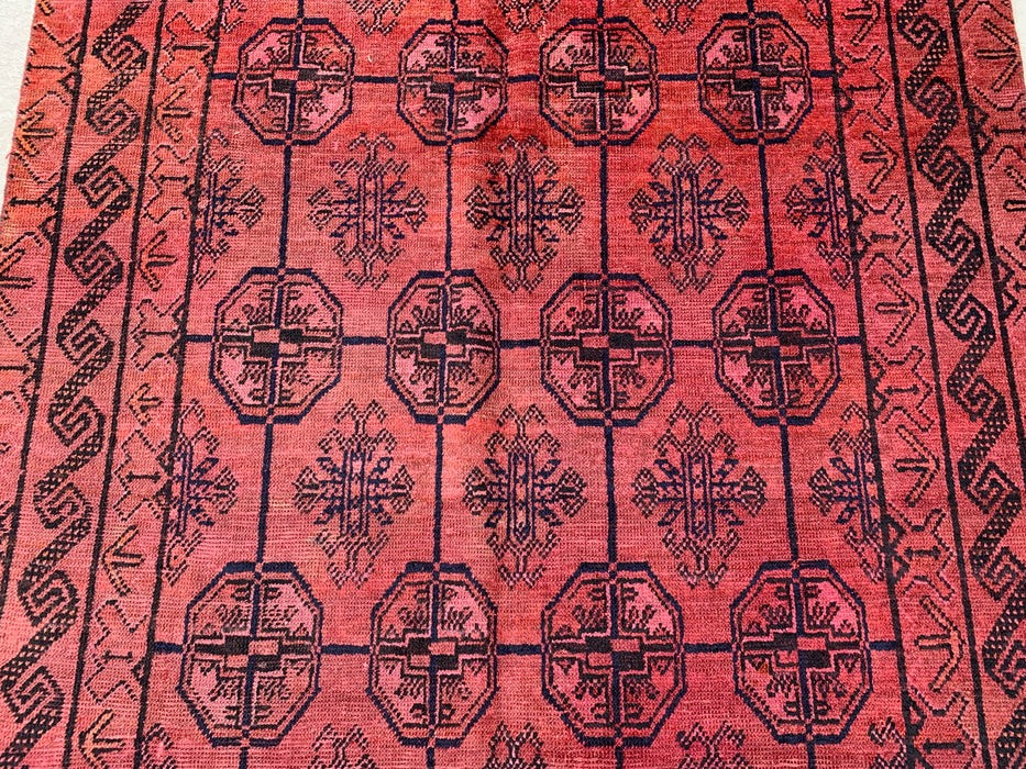 9'3 x 4'4 Hand-Knotted Persian Wool Rug - Muted Coral Geometric Tribal Design - KBHM-899