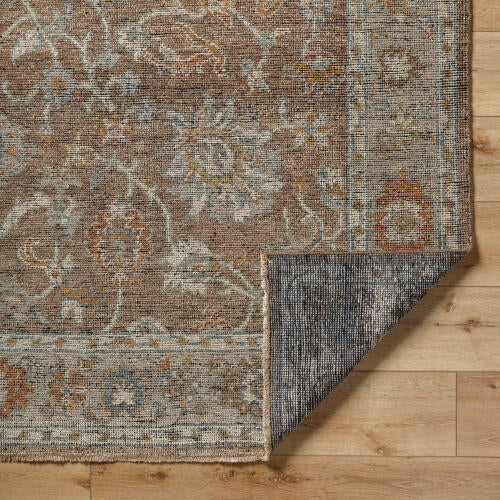 Reign Handmade Wool Rug — Warm Brown & Blue Traditional Design | REG-2318