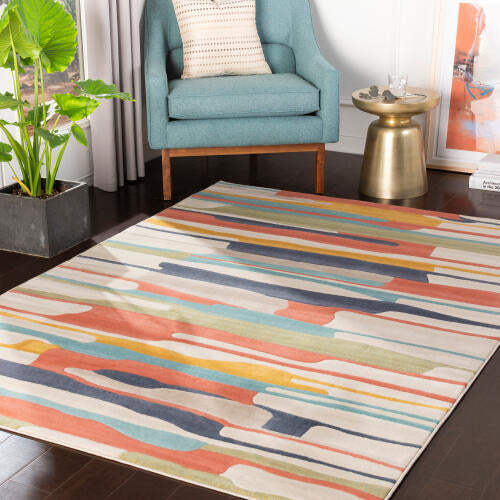 City Machinaal Geweven Vloerkleed — Oranje / Aqua Multi | CIT-2339 - colour & pattern