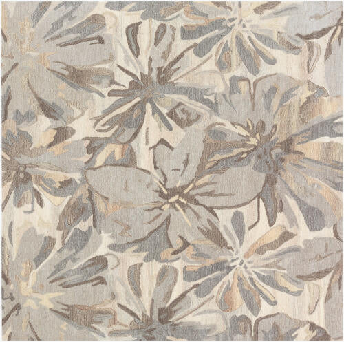 Athena handgemaakt wollen bloementapijt — Taupe | ATH-5150