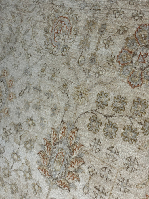 9'x12' Handgeknoopt Chobi wollen vloerkleed - Beige/Blauwachtig