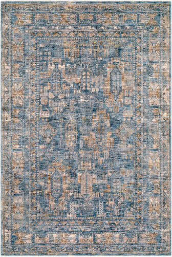 Livabliss Mirabel machinaal geweven vloerkleed — Denim / Camel | MBE-2301