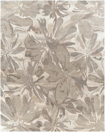 Athena handgemaakt wollen bloementapijt — Taupe | ATH-5150 - performance