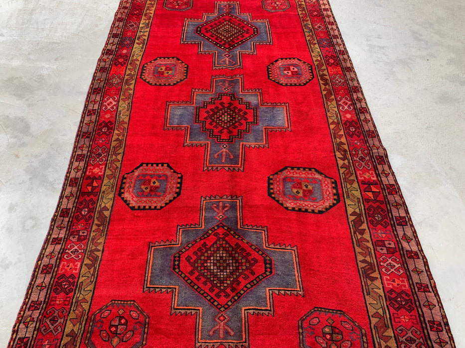 9'9 x 5'1 handgeknoopt Perzisch wollen tapijt - Rood geometrisch medaillon tribaal ontwerp - KBHM-900