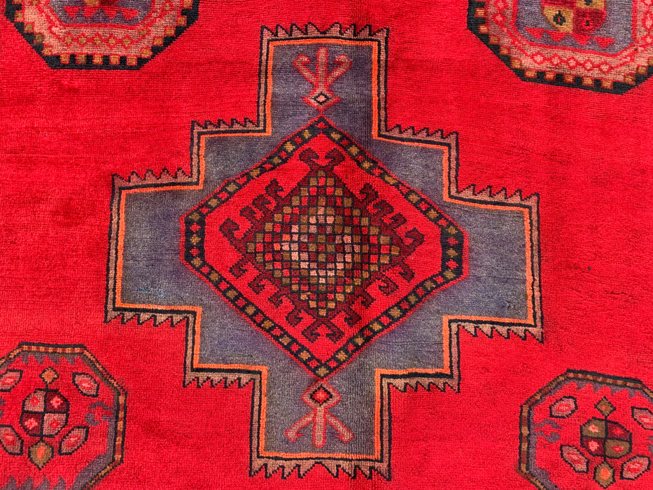 9'9 x 5'1 handgeknoopt Perzisch wollen tapijt - Rood geometrisch medaillon tribaal ontwerp - KBHM-900
