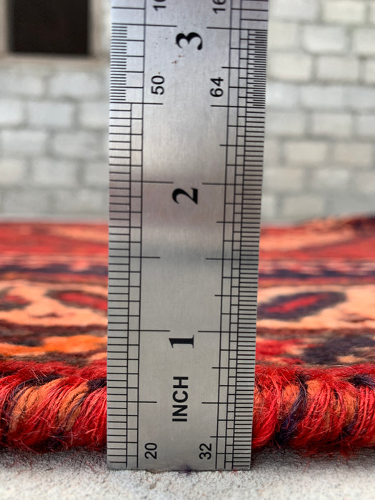 236 cm x 124 cm Handgeknoopt Perzisch wollen tapijt - Roestkleurig tribaal medaillonmotief met marineblauwe accenten - KBHM-901