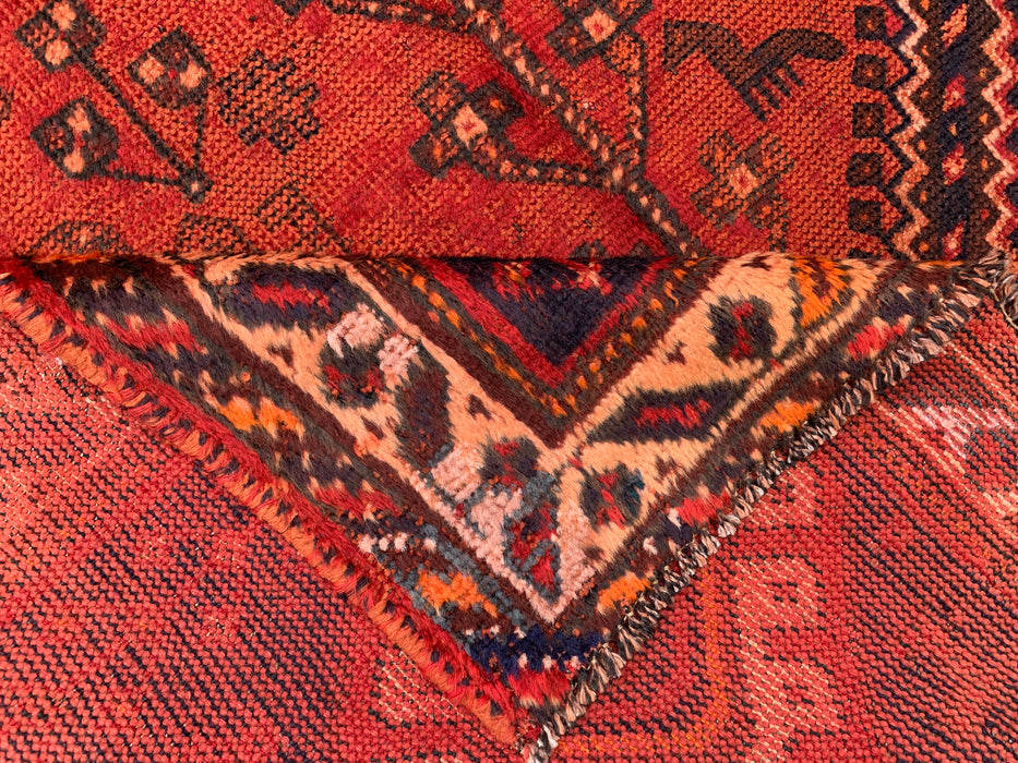 236 cm x 124 cm Handgeknoopt Perzisch wollen tapijt - Roestkleurig tribaal medaillonmotief met marineblauwe accenten - KBHM-901