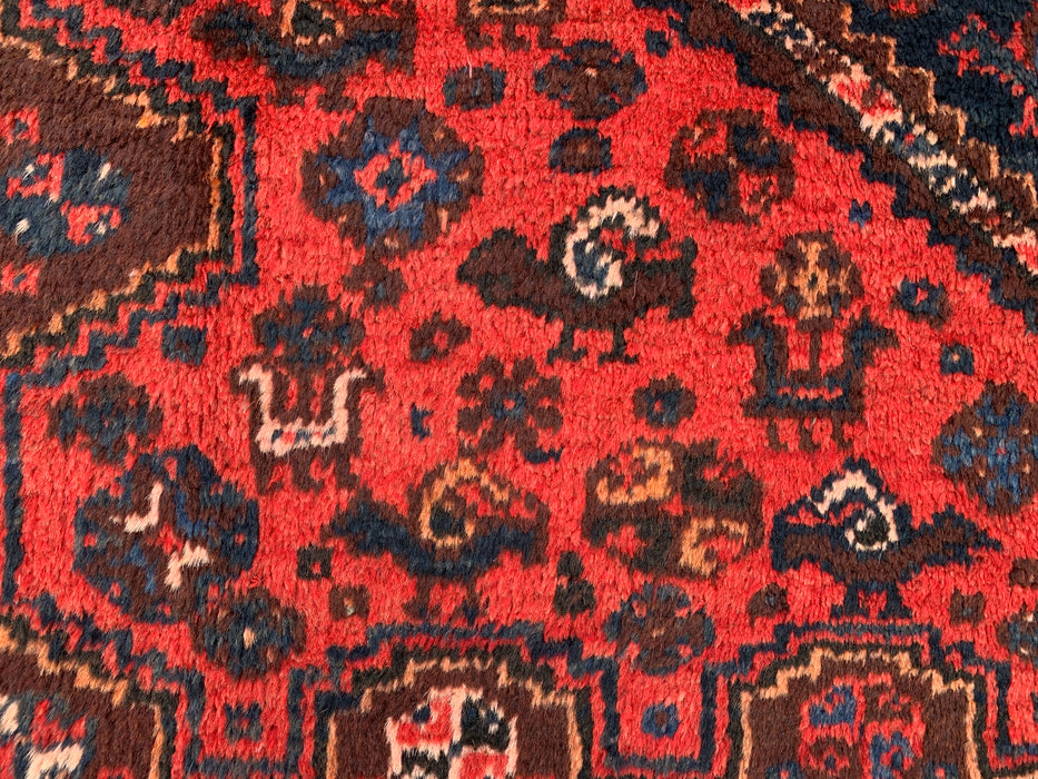 Handgemaakt Perzisch wollen vloerkleed 210x300 cm - Rood Perzisch tapijt in tribale stijl met medaillon en marineblauwe accenten - Exacte afmetingen 292 cm x 196 cm - KBHM-905