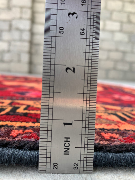 9'3 x 4'11 handgeknoopt Perzisch wollen tapijt - Rood geometrisch tribaal ruitontwerp - KBHM-906