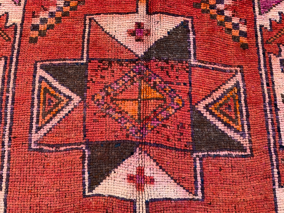 12'9 x 4'5 Handgeknoopt Perzisch wollen loper - Roestkleurig geometrisch tribaal ruitpatroon - KBHM-907