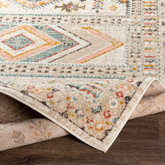 Ankara Machinaal Geweven Vloerkleed — Ivoor / Roze Salie Multi | AKR-2336