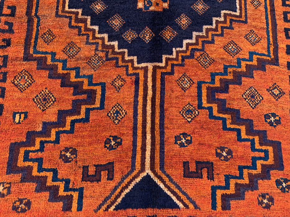 9'4 x 4'7 handgeknoopt Perzisch wollen tapijt - Oranje geometrisch tribaal ontwerp - KBHM-911