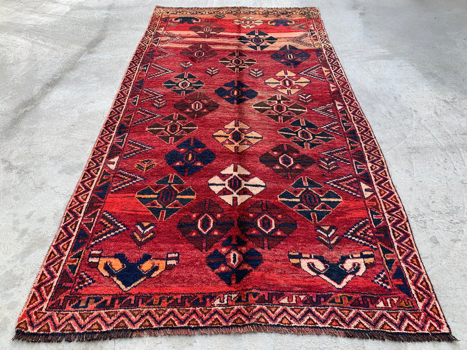 8'7 x 4'4 handgeknoopt Perzisch wollen tapijt - Rood geometrisch tribaal ruitontwerp - KBHM-912
