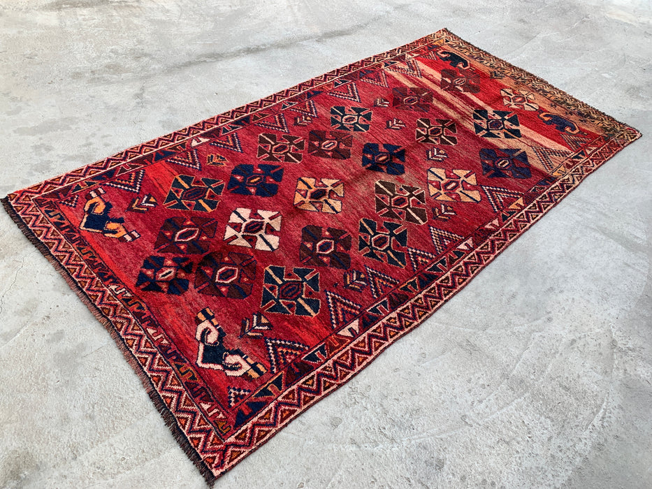 8'7 x 4'4 handgeknoopt Perzisch wollen tapijt - Rood geometrisch tribaal ruitontwerp - KBHM-912
