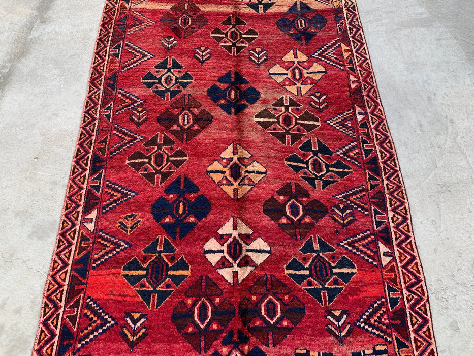 8'7 x 4'4 handgeknoopt Perzisch wollen tapijt - Rood geometrisch tribaal ruitontwerp - KBHM-912