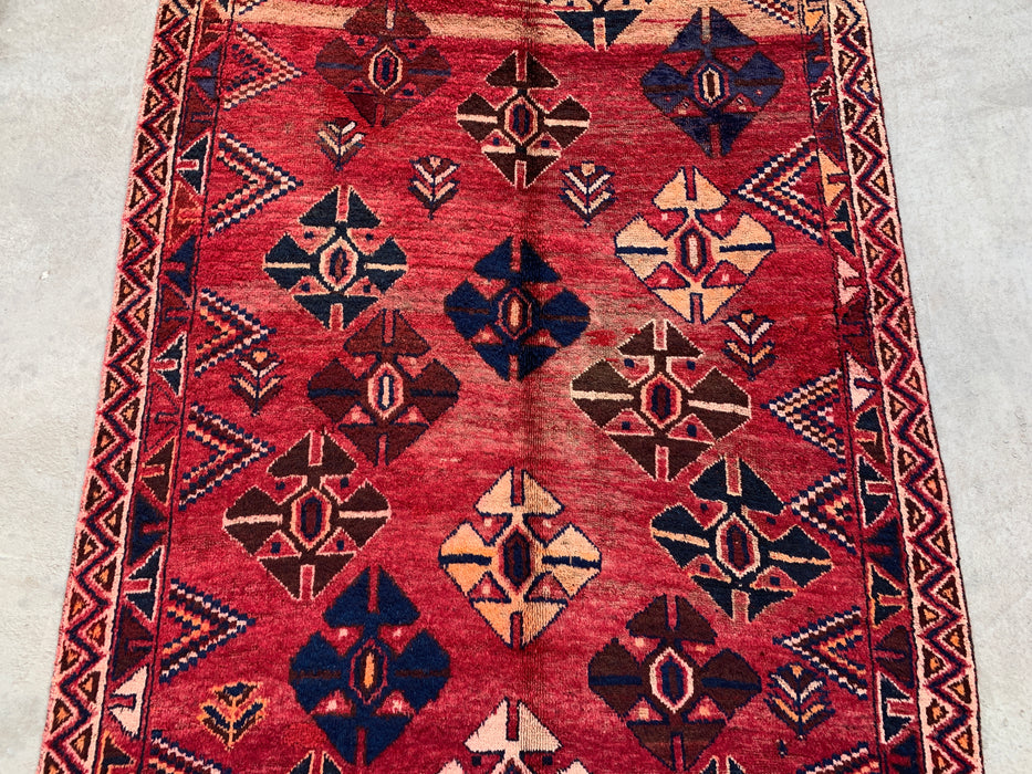 8'7 x 4'4 handgeknoopt Perzisch wollen tapijt - Rood geometrisch tribaal ruitontwerp - KBHM-912
