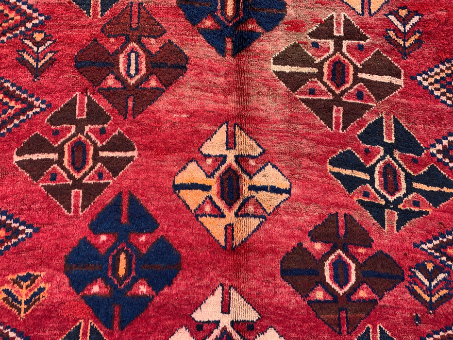 8'7 x 4'4 handgeknoopt Perzisch wollen tapijt - Rood geometrisch tribaal ruitontwerp - KBHM-912