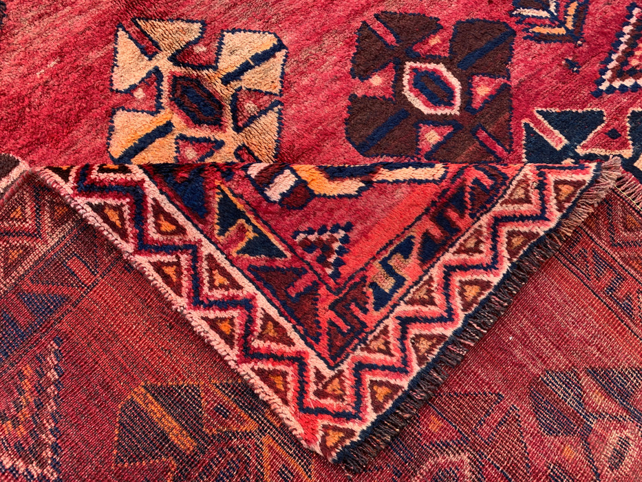 8'7 x 4'4 handgeknoopt Perzisch wollen tapijt - Rood geometrisch tribaal ruitontwerp - KBHM-912