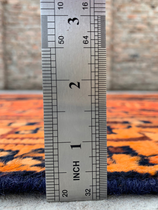 9'0 x 4'10 Handgeknoopt Perzisch wollen tapijt - Oranje geometrisch tribaal ruitontwerp - KBHM-914