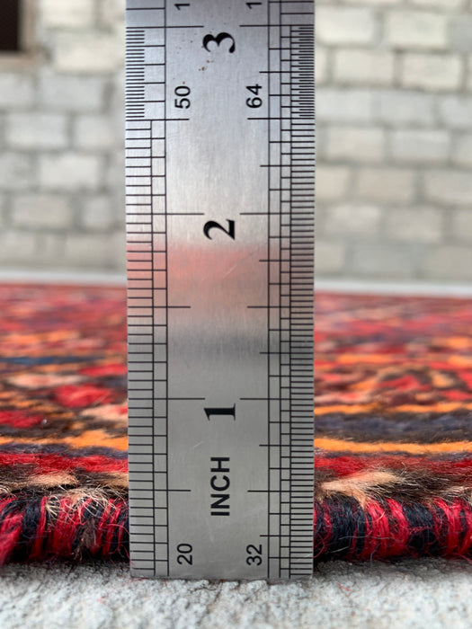 9'4 x 3'1 Handgeknoopt Perzisch wollen loper - Rood tribaal ruitmedaillonontwerp - KBHM-916