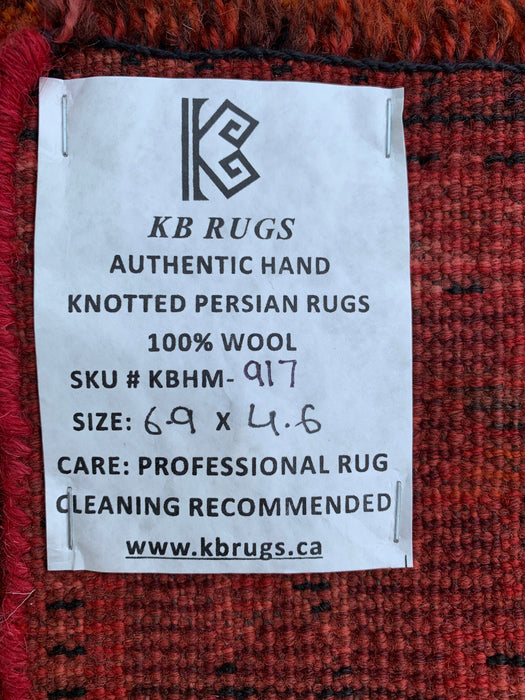 6'9 x 4'6 Handgeknoopt Perzisch wollen vloerkleed - Vervaagd roestkleurig tribaal medaillondesign - KBHM-917