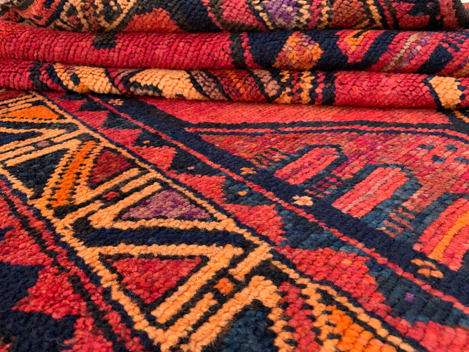 13'5 x 4'7 Handgeknoopt Perzisch wollen loper - Roestkleurig geometrisch tribaal medaillondesign - KBHM-918