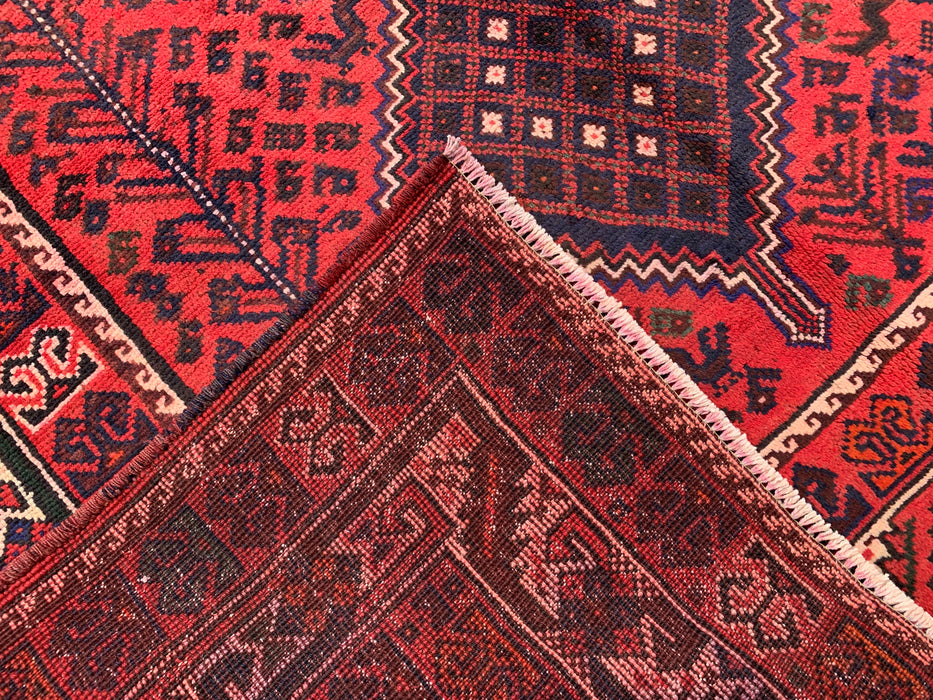 216 x 157 cm handgeknoopt Perzisch wollen tapijt - Rood tribaal diamantmedaillon-ontwerp - KBHM-919