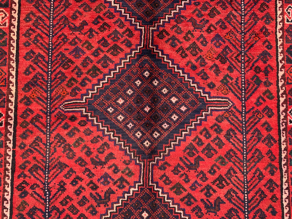 216 x 157 cm handgeknoopt Perzisch wollen tapijt - Rood tribaal diamantmedaillon-ontwerp - KBHM-919