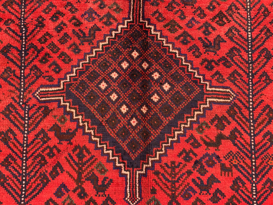 216 x 157 cm handgeknoopt Perzisch wollen tapijt - Rood tribaal diamantmedaillon-ontwerp - KBHM-919