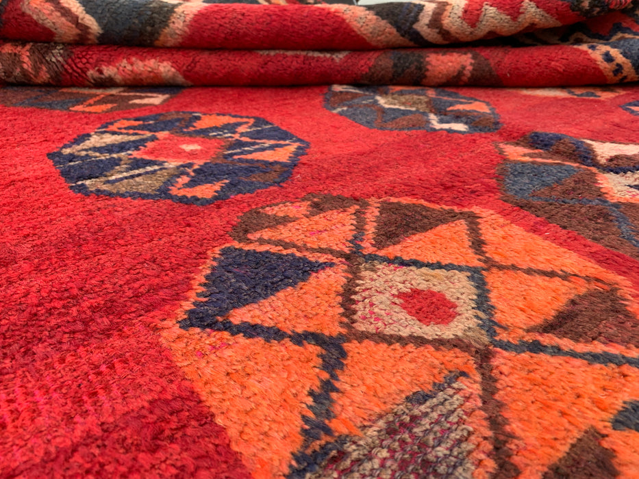 9'6 x 4'9 Hand-Knotted Persian Wool Rug - Red Tribal Geometric Medallion Design - KBHM-921
