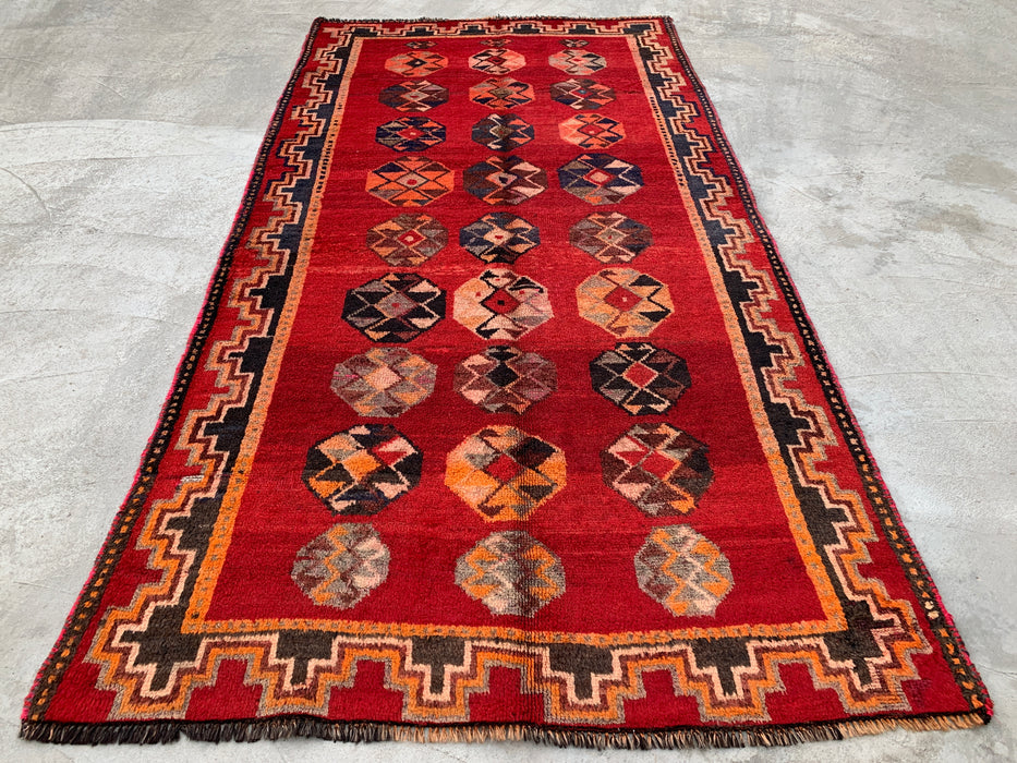 9'6 x 4'9 Hand-Knotted Persian Wool Rug - Red Tribal Geometric Medallion Design - KBHM-921