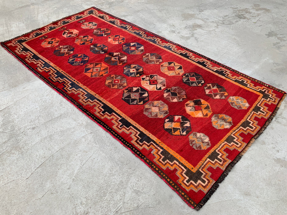 9'6 x 4'9 Hand-Knotted Persian Wool Rug - Red Tribal Geometric Medallion Design - KBHM-921