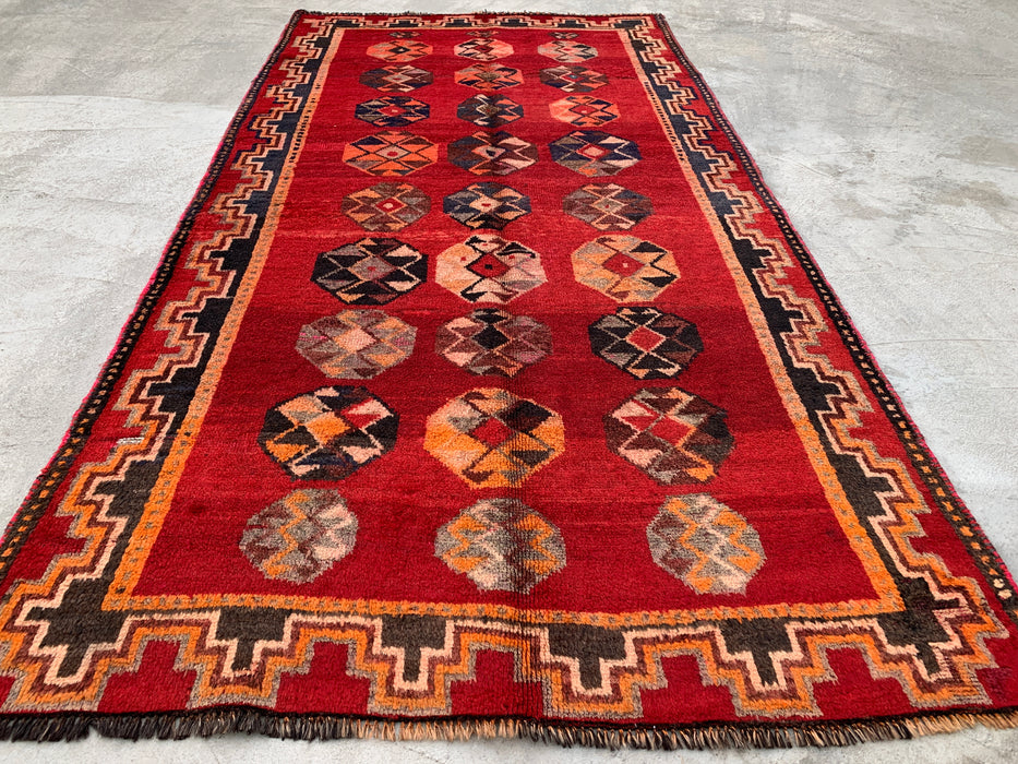 9'6 x 4'9 Hand-Knotted Persian Wool Rug - Red Tribal Geometric Medallion Design - KBHM-921