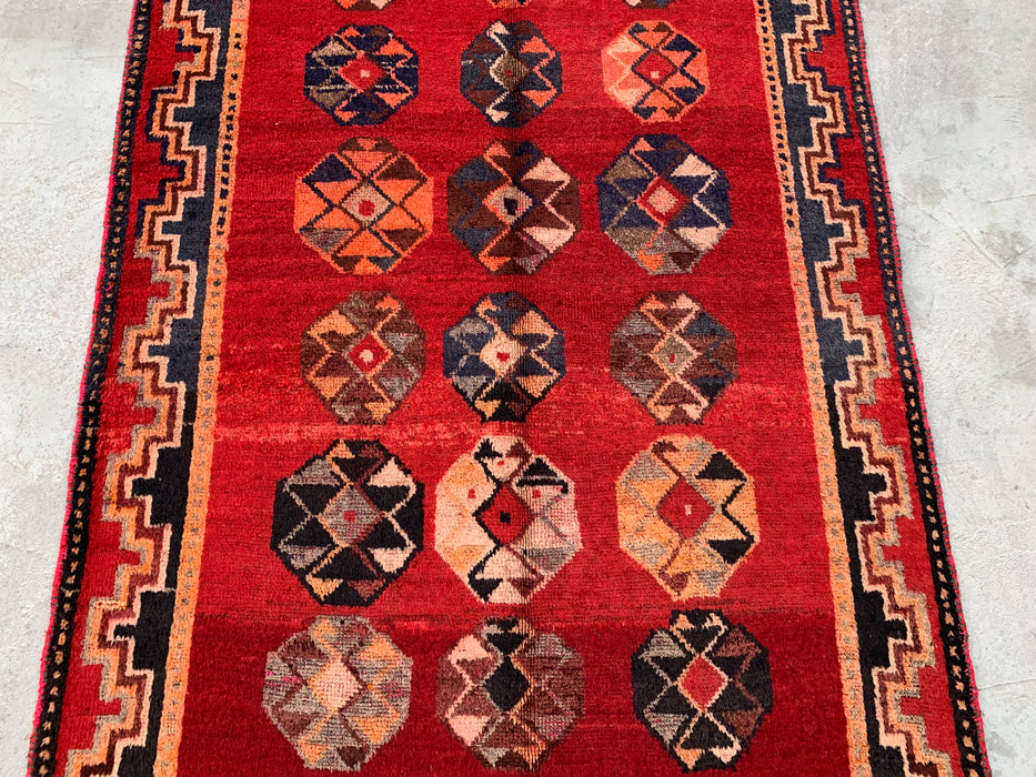 9'6 x 4'9 Hand-Knotted Persian Wool Rug - Red Tribal Geometric Medallion Design - KBHM-921