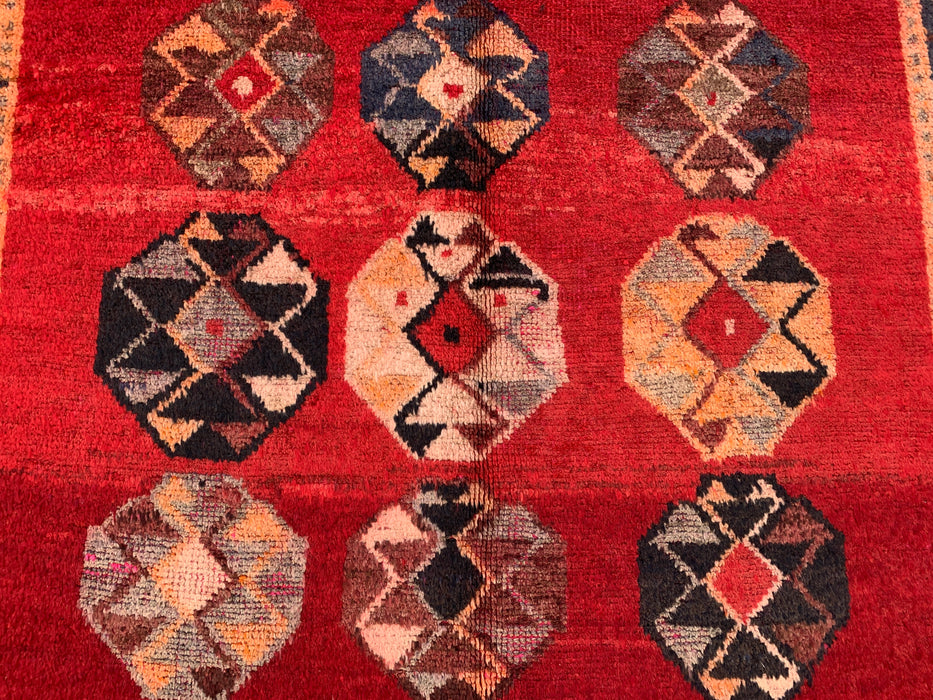 9'6 x 4'9 Hand-Knotted Persian Wool Rug - Red Tribal Geometric Medallion Design - KBHM-921
