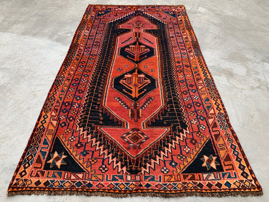 9'0 x 4'8 handgeknoopt Perzisch wollen tapijt - Roestkleurig geometrisch stam-medaillonontwerp - KBHM-922