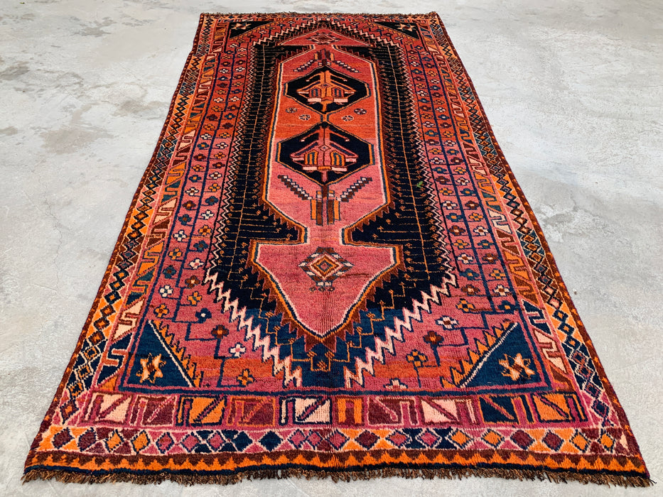 9'0 x 4'8 handgeknoopt Perzisch wollen tapijt - Roestkleurig geometrisch stam-medaillonontwerp - KBHM-922