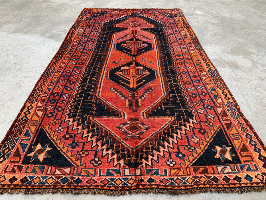 9'0 x 4'8 handgeknoopt Perzisch wollen tapijt - Roestkleurig geometrisch stam-medaillonontwerp - KBHM-922