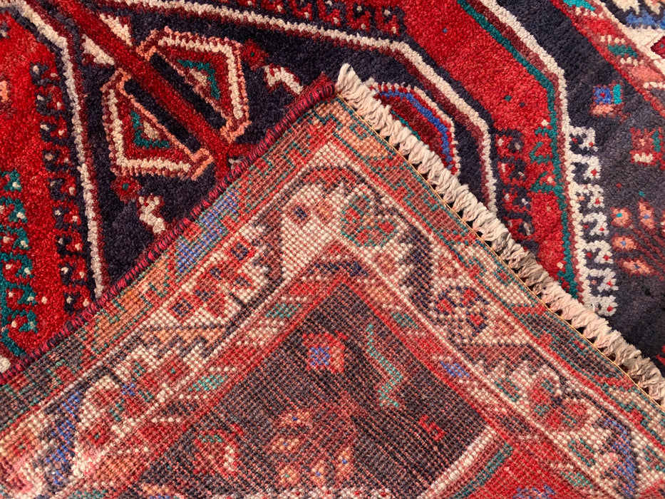 241 cm x 79 cm handgeknoopt Perzisch wollen loper - Rood tribaal medaillonmotief - KBHM-923