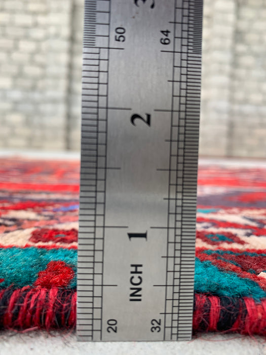 241 cm x 79 cm handgeknoopt Perzisch wollen loper - Rood tribaal medaillonmotief - KBHM-923