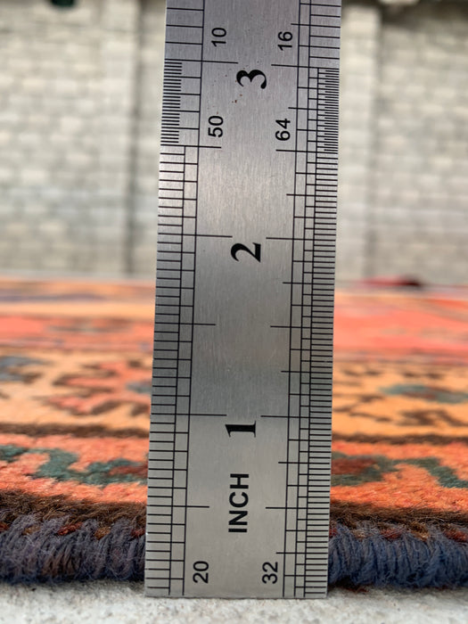8'11 x 4'11 handgeknoopt Perzisch wollen tapijt - roestkleurig geometrisch tribaal paneelontwerp - KBHM-924