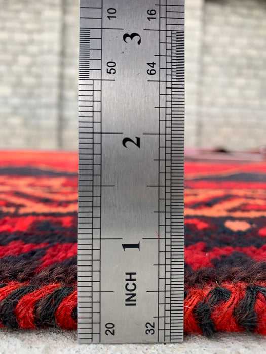 9'3 x 5'4 Handgeknoopt Perzisch wollen tapijt - Rood geometrisch tribaal ruitontwerp - KBHM-925