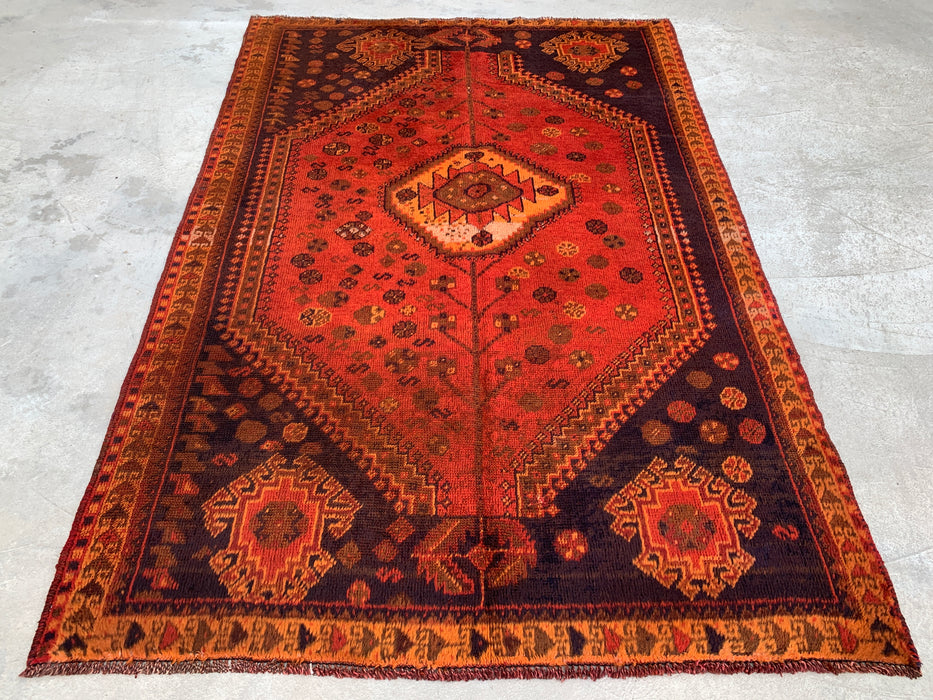 7'8 x 5'1 Hand-Knotted Persian Wool Rug - Faded Rust Tribal Medallion Design - KBHM-926