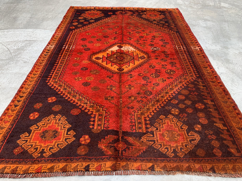 7'8 x 5'1 Hand-Knotted Persian Wool Rug - Faded Rust Tribal Medallion Design - KBHM-926