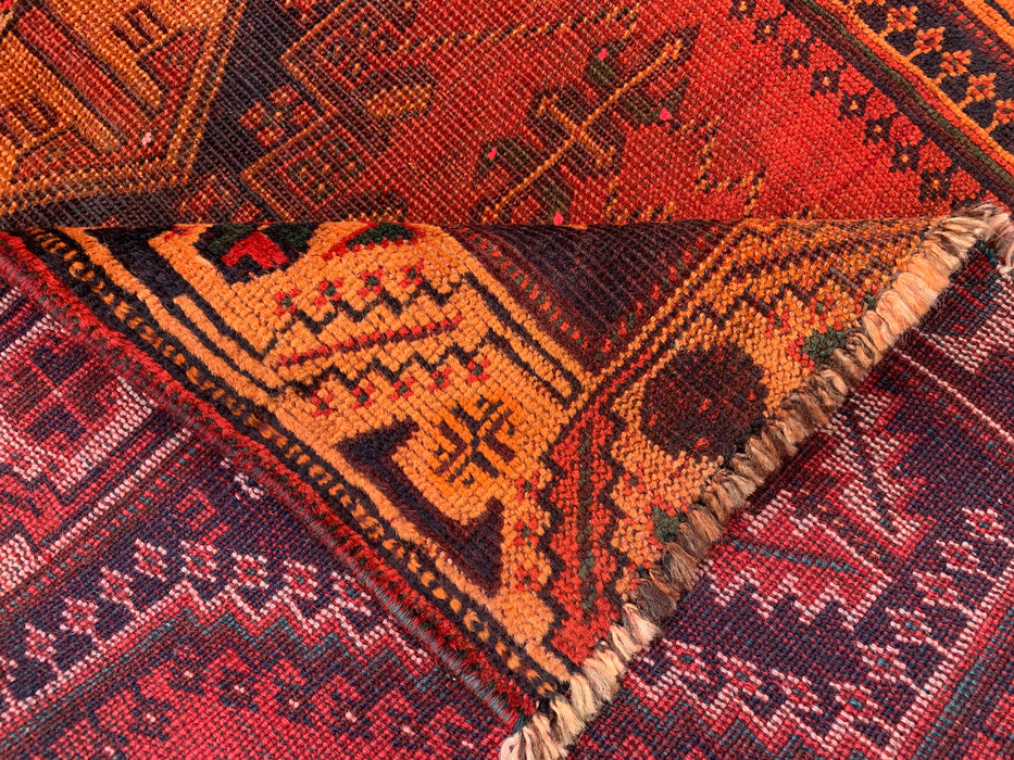 185 x 109 cm handgeknoopt Perzisch wollen tapijt - Roestkleurig geometrisch tribaal medaillonmotief - KBHM-927