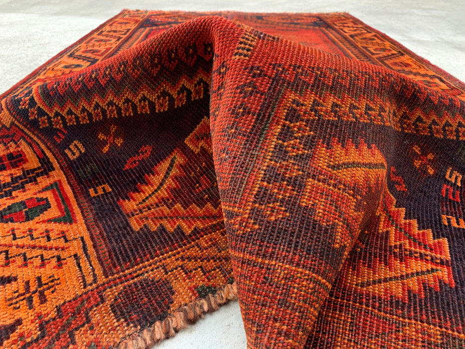 185 x 109 cm handgeknoopt Perzisch wollen tapijt - Roestkleurig geometrisch tribaal medaillonmotief - KBHM-927