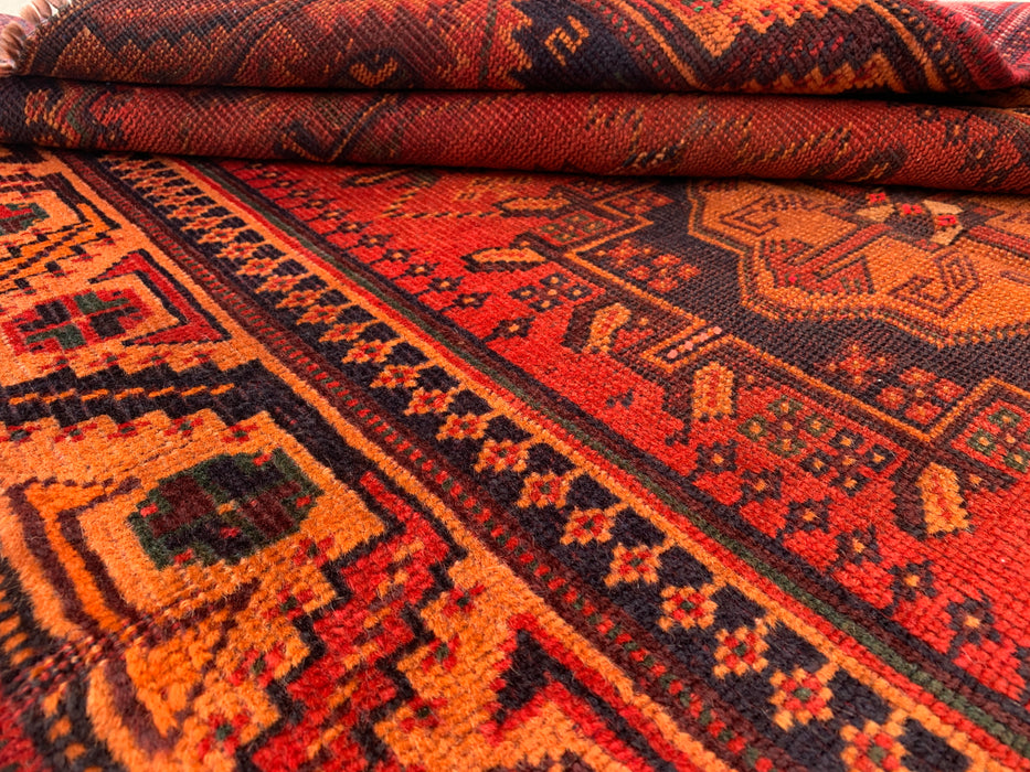 185 x 109 cm handgeknoopt Perzisch wollen tapijt - Roestkleurig geometrisch tribaal medaillonmotief - KBHM-927