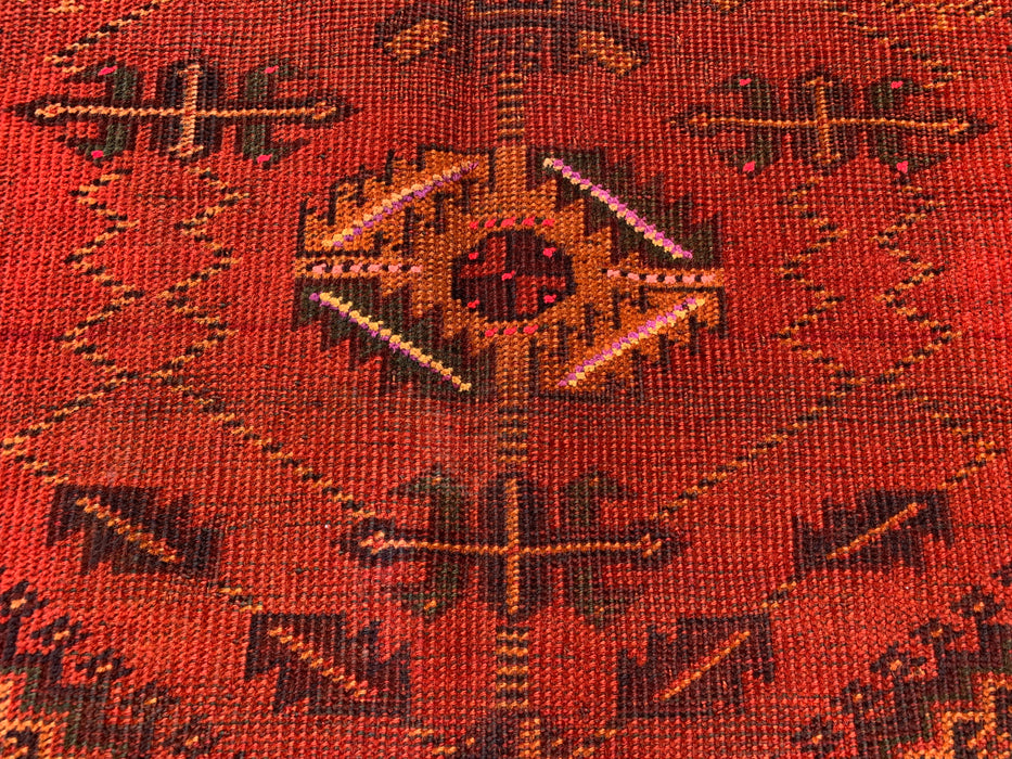 185 x 109 cm handgeknoopt Perzisch wollen tapijt - Roestkleurig geometrisch tribaal medaillonmotief - KBHM-927